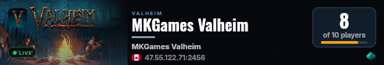 MKGames Valheim live status badge