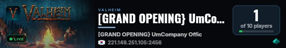 [GRAND OPENING} UmCompany Official Server live status badge