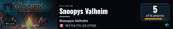 Snoopys Valheim live status badge
