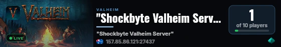 "Shockbyte Valheim Server" live status badge