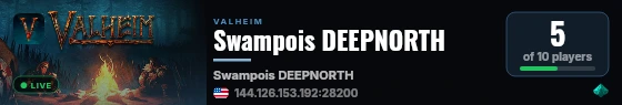 Swampois DEEPNORTH live status badge
