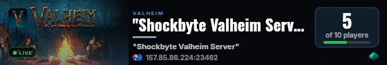 "Shockbyte Valheim Server" live status badge