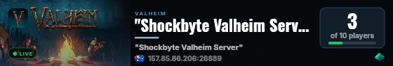 "Shockbyte Valheim Server" live status badge
