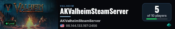 AKValheimSteamServer live status badge