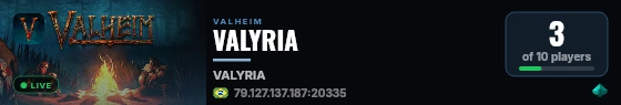VALYRIA live status badge