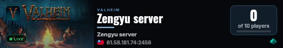 Zengyu server live status badge