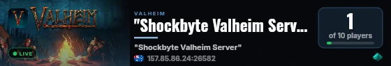 "Shockbyte Valheim Server" live status badge