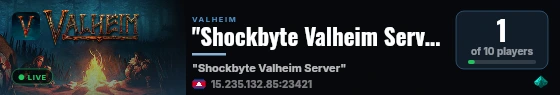 "Shockbyte Valheim Server" live status badge