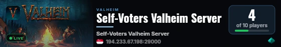 Self-Voters Valheim Server live status badge