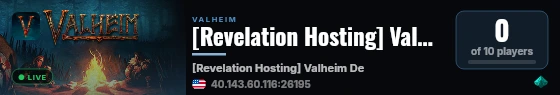 [Revelation Hosting] Valheim Dedicated Server live status badge