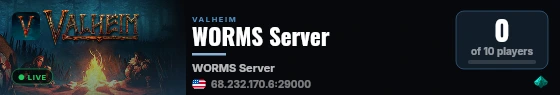 WORMS Server live status badge