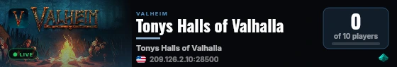 Tonys Halls of Valhalla live status badge