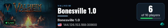Bonesville 1.0 live status badge