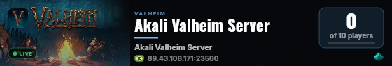 Akali Valheim Server live status badge