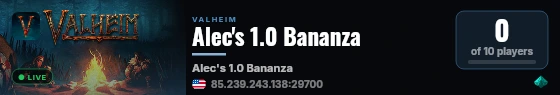 Alec's 1.0 Bananza live status badge