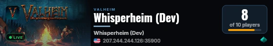 Whisperheim (Dev) live status badge