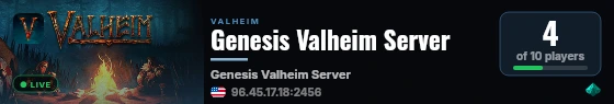 Genesis Valheim Server live status badge