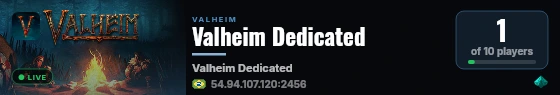 Valheim Dedicated live status badge