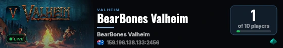 BearBones Valheim live status badge