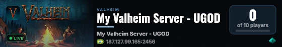 My Valheim Server - UGOD live status badge