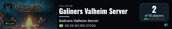 Galiners Valheim Server live status badge