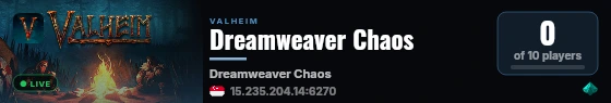 Dreamweaver Chaos live status badge