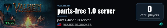 pants-free 1.0 server live status badge