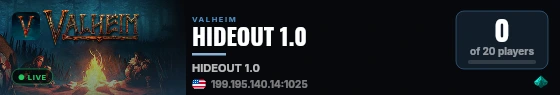 HIDEOUT 1.0 live status badge