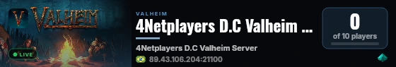 4Netplayers D.C Valheim Server live status badge