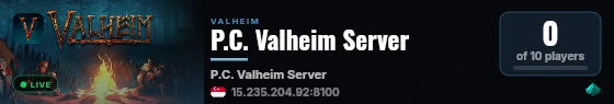 P.C. Valheim Server live status badge