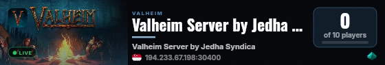 Valheim Server by Jedha Syndicate live status badge