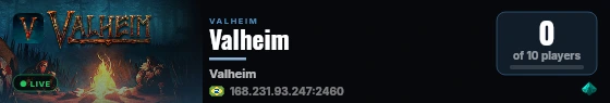 Valheim live status badge