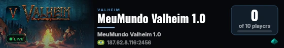 MeuMundo Valheim 1.0 live status badge