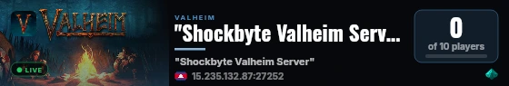 "Shockbyte Valheim Server" live status badge