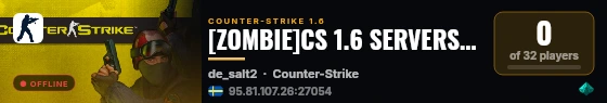[ZOMBIE]CS 1.6 SERVERS #1 IN TATARSTAN live status badge