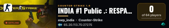 INDIA #1 Public .: RESPAWN CS 1.6 SERVER :. +18 live status badge