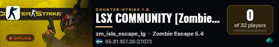 LSX COMMUNITY [Zombie Escape] © 2023 Lethal Strike X. live status badge