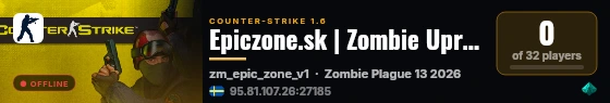 Epiczone.sk | Zombie Uprising | [Human Classes | LVLS | EXTRAVIP FREE] live status badge