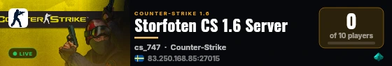 Storfoten CS 1.6 Server live status badge