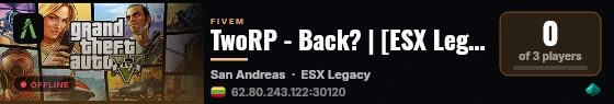 TwoRP - Back? | [ESX Legacy] live status badge