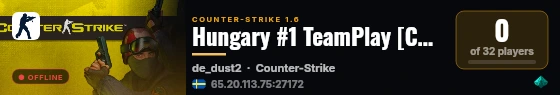 Hungary #1 TeamPlay [CS:DM+VIP+COD:WAR] live status badge