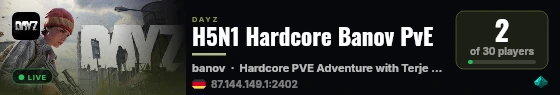 H5N1 Hardcore Banov PvE live status badge