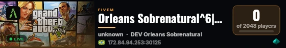 Orleans Sobrenatural^6|^1SEASON 2💕^6|^1ABERTURA HOJE^6|^2💸VIP FREE^6|^5FACÇÕES ABERTAS^6|🌈LGBTQI+^6|^5POLICIA ATIVA👮^6|^2+200FPS live status badge