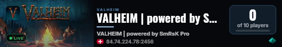 VALHEIM | powered by SmRsK Pro Server live status badge