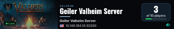 Geiler Valheim Server live status badge