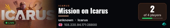 Mission on Icarus live status badge