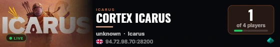 CORTEX ICARUS live status badge