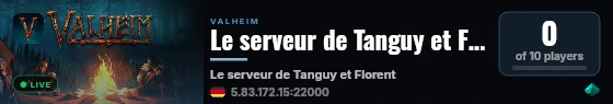 Le serveur de Tanguy et Florent et pas Dimitry live status badge