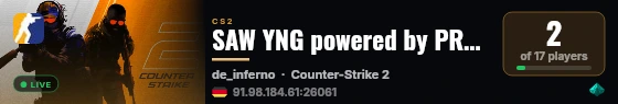 SAW YNG powered by PRACC.COM live status badge
