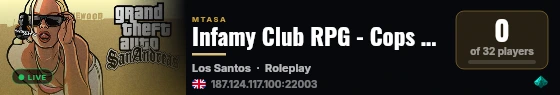 Infamy Club live status badge